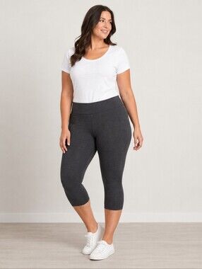 Sonoma Dark Gray Capri Leggings 3X NWT Plus Size Stretch Athleisure
